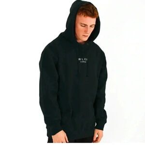WLKN “the country”  casual oversized trendy cotton black long sleeve hoodie OS
